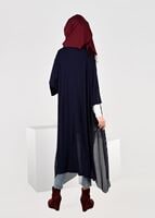 Tesettür giyim LACİVERT FİLE DETAYLI ÖRME HIRKA 4871 