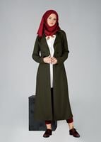 Tesettür giyim HAKİ DÜĞMELİ KRUVAZE CEKET 4876 
