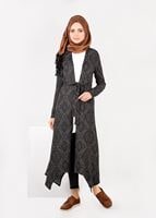 Tesettür giyim GRİ ETNİK DESENLİ HIRKA 4885