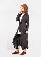 Tesettür giyim GRİ ETNİK DESENLİ HIRKA 4885