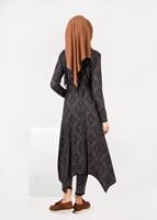 Tesettür giyim GRİ ETNİK DESENLİ HIRKA 4885