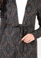 Tesettür giyim GRİ ETNİK DESENLİ HIRKA 4885