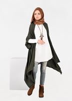 Tesettür giyim HAKİ ASİMETRİK KESİM SALAŞ TUNİK 4886 