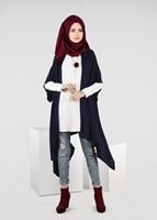 Tesettür giyim LACİVERT ASİMETRİK KESİM SALAŞ TUNİK 4886 