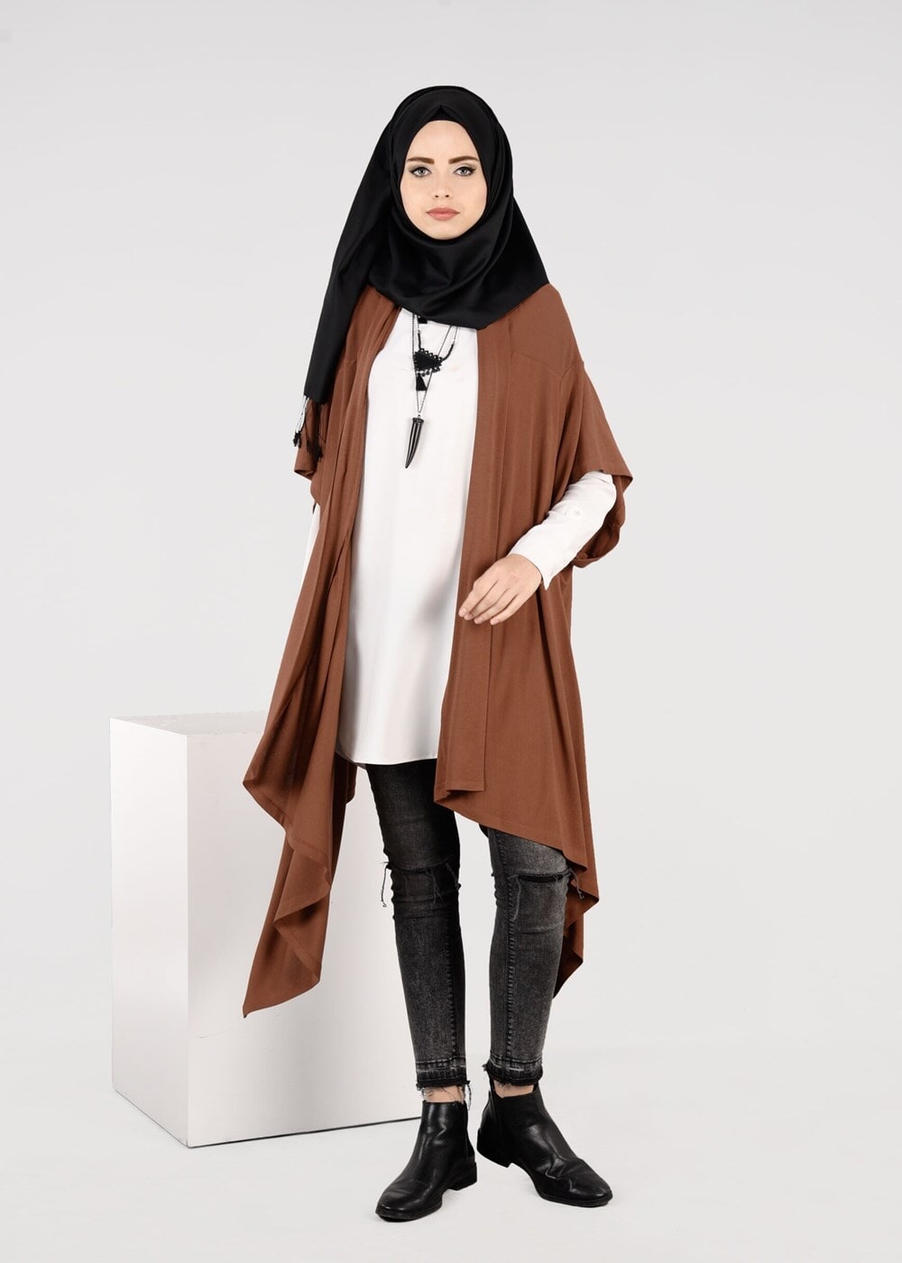 Tesettür giyim TABA ASİMETRİK KESİM SALAŞ TUNİK 4886 