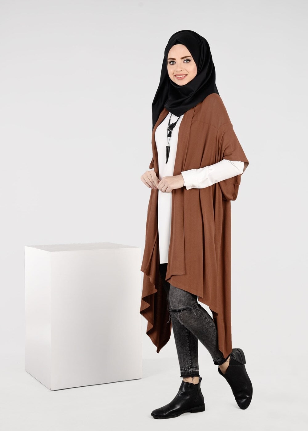 Tesettür giyim TABA ASİMETRİK KESİM SALAŞ TUNİK 4886 