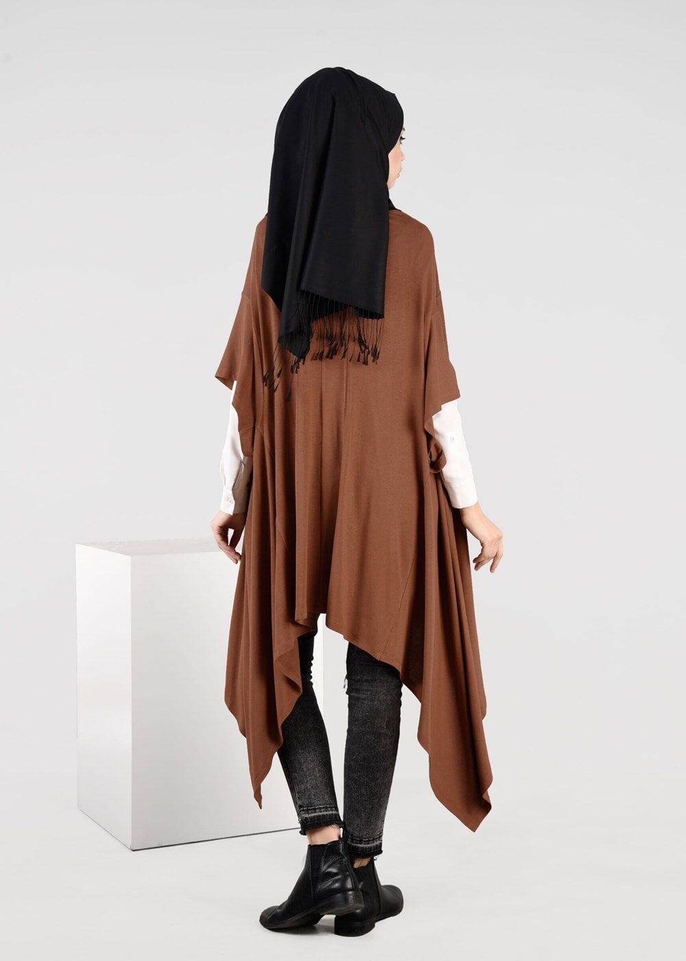 Tesettür giyim TABA ASİMETRİK KESİM SALAŞ TUNİK 4886 