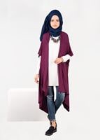 Tesettür giyim MOR ASİMETRİK KESİM SALAŞ TUNİK 4886 