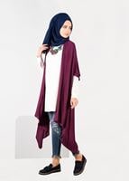 Tesettür giyim MOR ASİMETRİK KESİM SALAŞ TUNİK 4886 