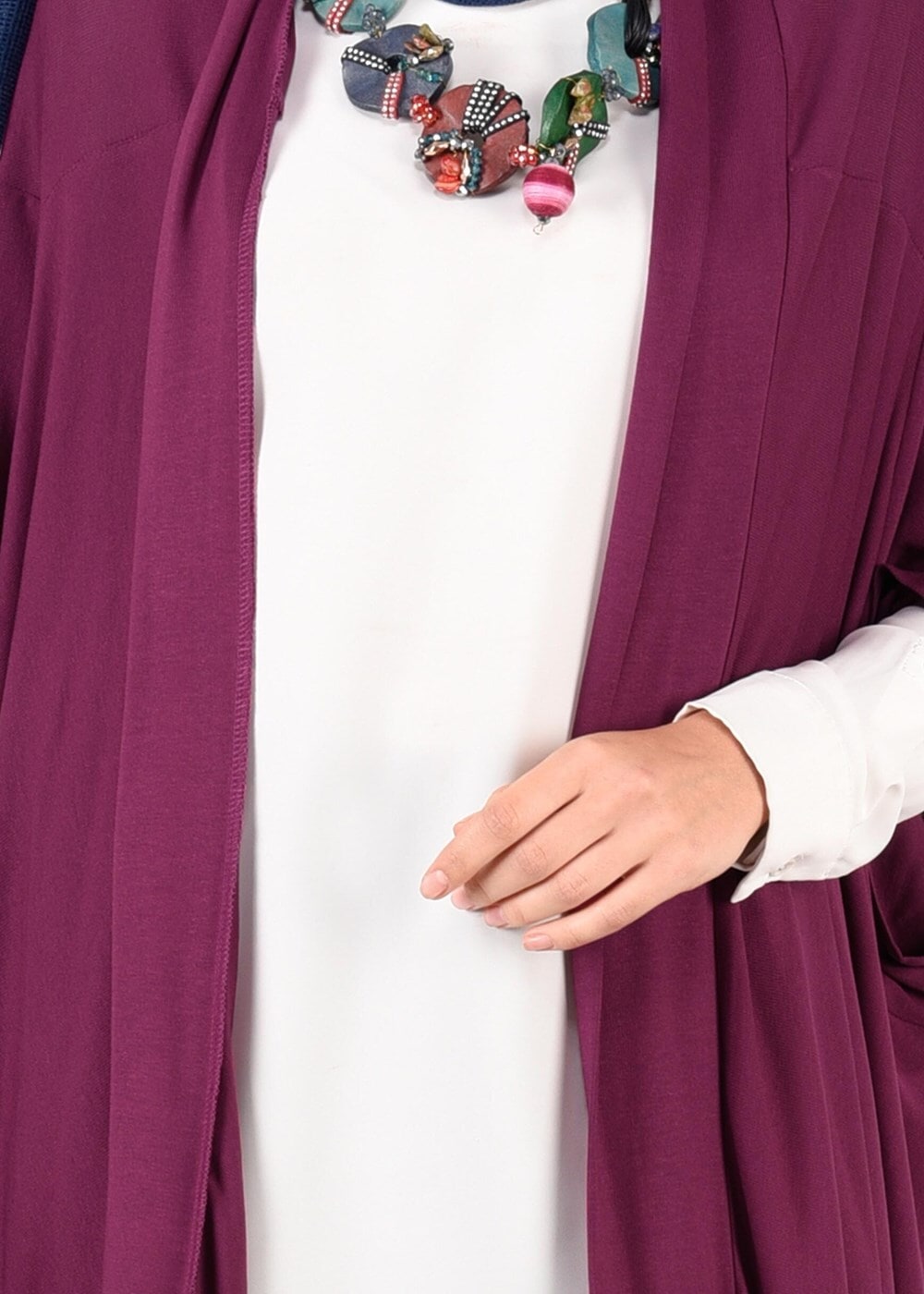 Tesettür giyim MOR ASİMETRİK KESİM SALAŞ TUNİK 4886 