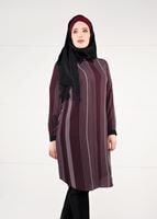 Vêtements hijab ROUGE BORDEAUX TUNIQUE À POIS À RAYURES 4923 