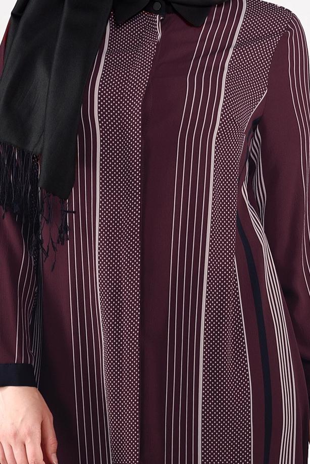 Tesettür giyim  ÇİZGİ PUANTİYE DESENLİ TUNİK 4923  - TRENDTESETTÜR