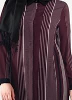 Hijab clothing CLARET RED STRIPPED POLKADOT TUNIC 4923 