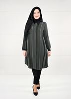 Vêtements hijab KAKI TUNIQUE À POIS À RAYURES 4923 