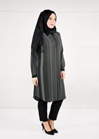 Vêtements hijab KAKI TUNIQUE À POIS À RAYURES 4923 