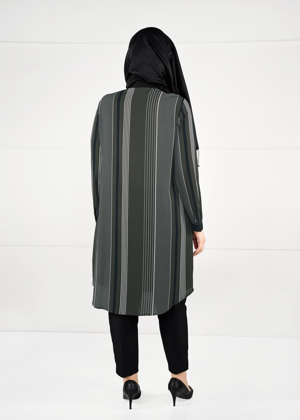 Vêtements hijab KAKI TUNIQUE À POIS À RAYURES 4923 