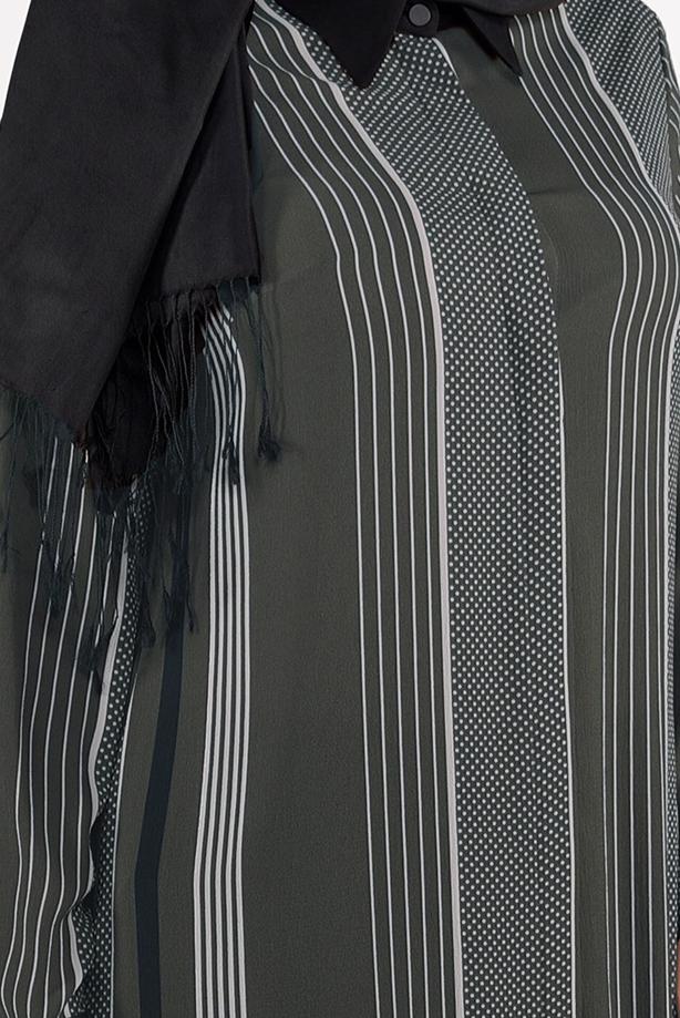 Tesettür giyim  ÇİZGİ PUANTİYE DESENLİ TUNİK 4923  - TRENDTESETTÜR