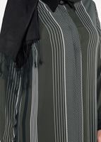 Tesettür giyim HAKİ ÇİZGİ PUANTİYE DESENLİ TUNİK 4923 