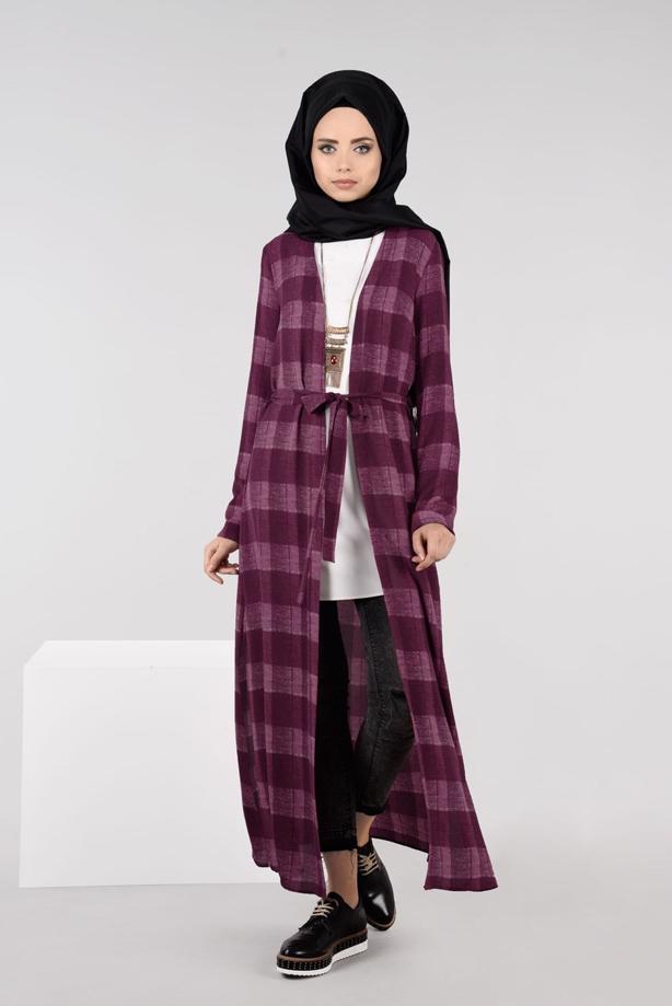 Vêtements hijab  CHECK TUNIC WITH SLITS 4928  - TRENDTESETTÜR