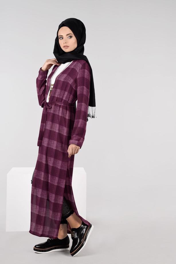 Vêtements hijab  CHECK TUNIC WITH SLITS 4928  - TRENDTESETTÜR