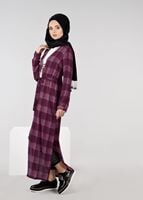 Hijab clothing CLARET RED CHECK TUNIC WITH SLITS 4928 