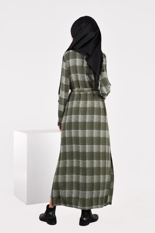 Vêtements hijab  CHECK TUNIC WITH SLITS 4928  - TRENDTESETTÜR