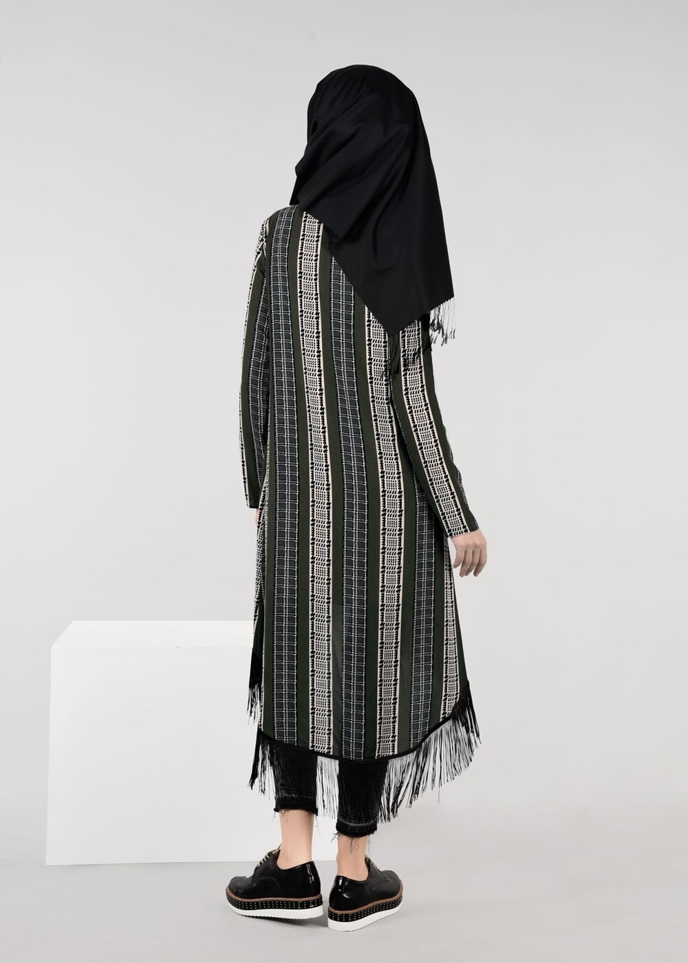 Vêtements hijab KAKI TUNIQUE À FRANGES 4929 