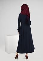 Tesettür giyim LACİVERT KEMERLİ UZUN TUNİK 4981 
