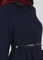 Tesettür giyim LACİVERT KEMERLİ UZUN TUNİK 4981 