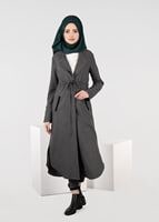 Tesettür giyim SİYAH BELİ BÜZGÜLÜ TUNİK 4991 
