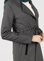 Tesettür giyim SİYAH BELİ BÜZGÜLÜ TUNİK 4991 