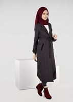 Tesettür giyim SİYAH BELİ BÜZGÜLÜ TUNİK 4991 