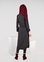 Tesettür giyim SİYAH BELİ BÜZGÜLÜ TUNİK 4991 