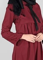 Hijab clothing CLARET RED BEADED TUNIC 5351