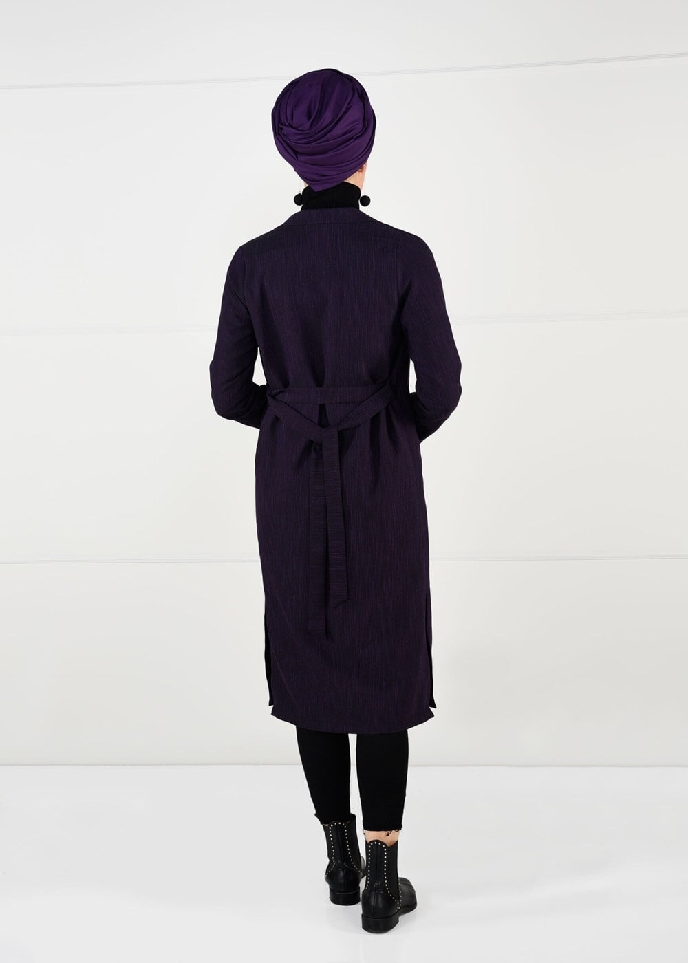 Vêtements hijab POURPRE VESTE AVEC CEINTURE 5825 