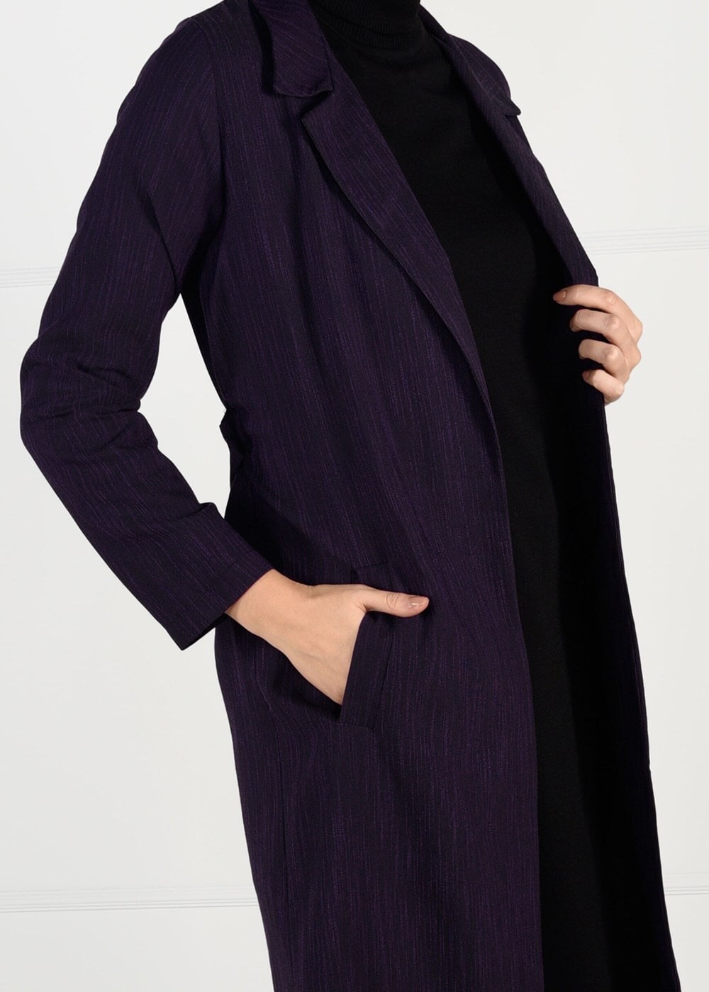 Vêtements hijab POURPRE VESTE AVEC CEINTURE 5825 