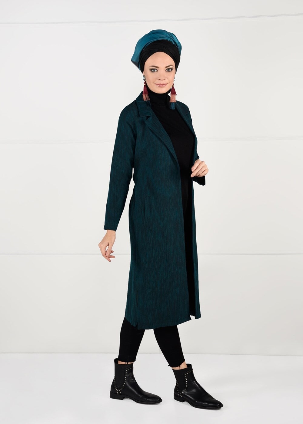 Hijab clothing BLUE BELTED JACKET 5825 