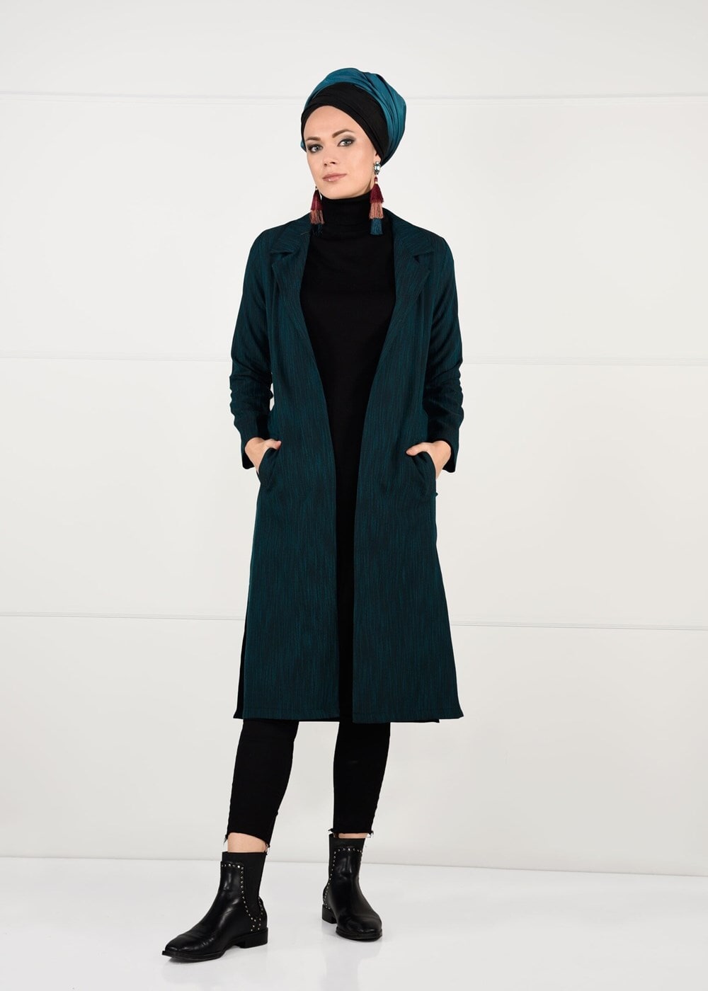 Hijab clothing BLUE BELTED JACKET 5825 