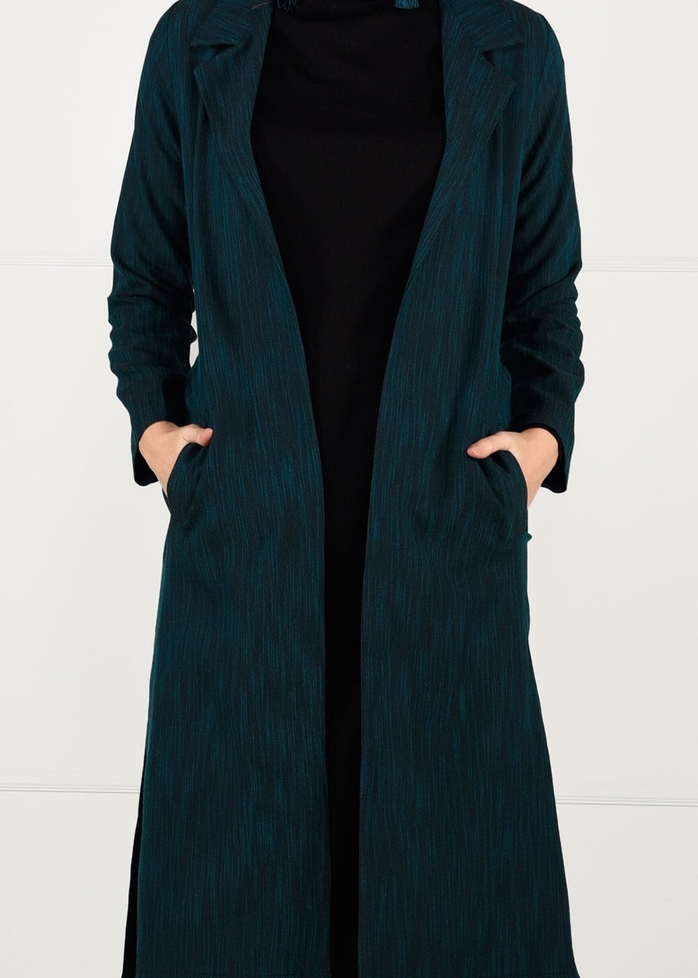 Vêtements hijab BLEU VESTE AVEC CEINTURE 5825 