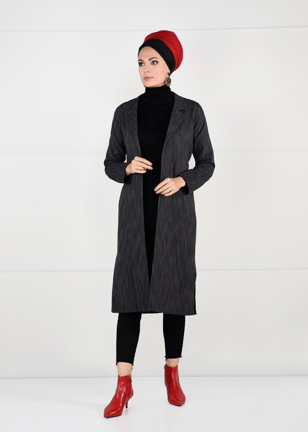 Hijab clothing GREY BELTED JACKET 5825 