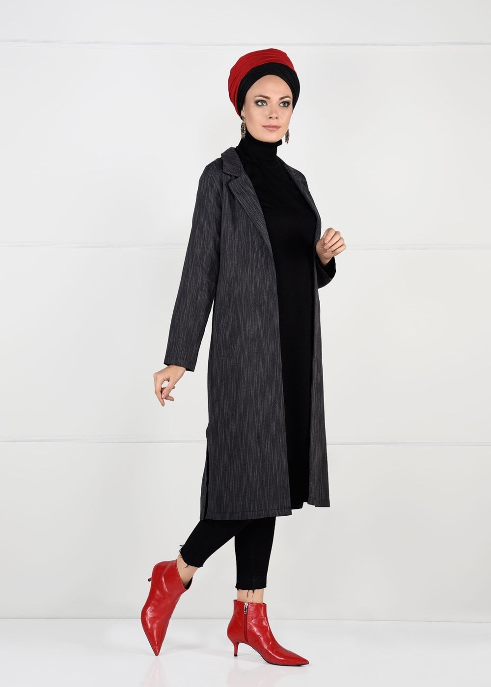 Hijab clothing GREY BELTED JACKET 5825 