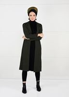 Vêtements hijab KAKI VESTE AVEC CEINTURE 5825 