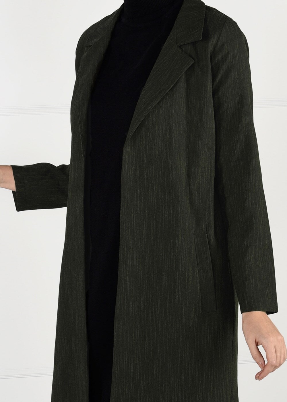 Vêtements hijab KAKI VESTE AVEC CEINTURE 5825 