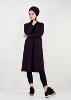 Vêtements hijab PRUNE VESTE AVEC CEINTURE 5825 