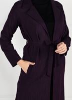 Vêtements hijab PRUNE VESTE AVEC CEINTURE 5825 