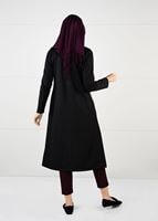 Tesettür giyim SİYAH OMUZLARI BONCUK İŞLEMELİ 2Lİ TUNİK TAKIM 6057