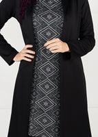 Tesettür giyim SİYAH OMUZLARI BONCUK İŞLEMELİ 2Lİ TUNİK TAKIM 6057