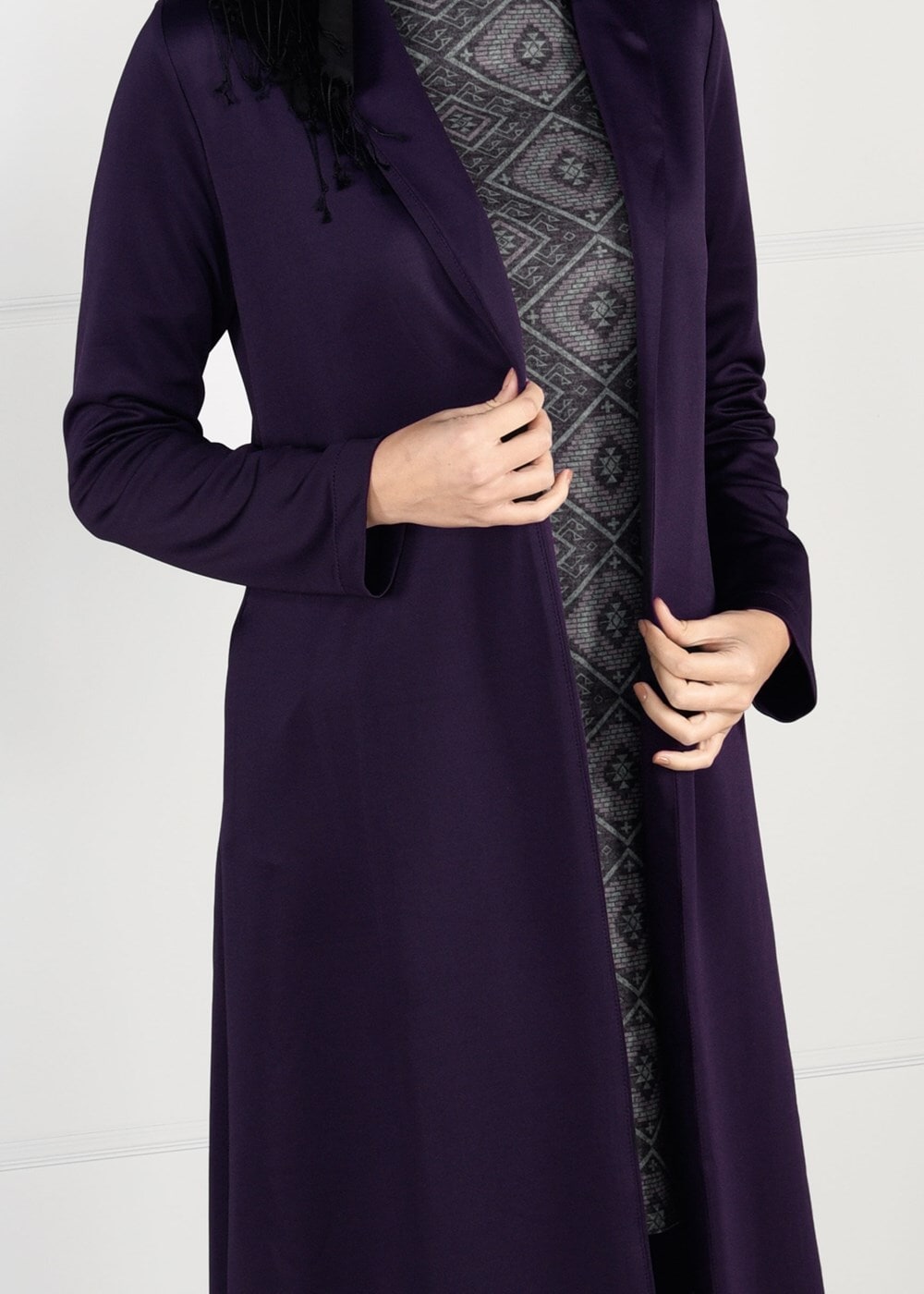 Tesettür giyim MOR OMUZLARI BONCUK İŞLEMELİ 2Lİ TUNİK TAKIM 6057