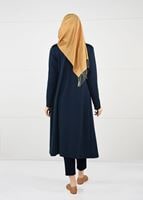 Tesettür giyim LACİVERT OMUZLARI BONCUK İŞLEMELİ 2Lİ TUNİK TAKIM 6057