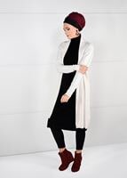 Tesettür giyim BEJ ŞAL YAKA TRİKO HIRKA 6219 